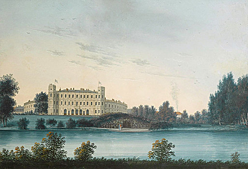 风景,宫殿,早,19世纪,艺术家