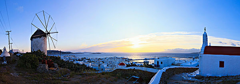 俯视,米克诺斯城,米克诺斯岛,基克拉迪群岛,希腊