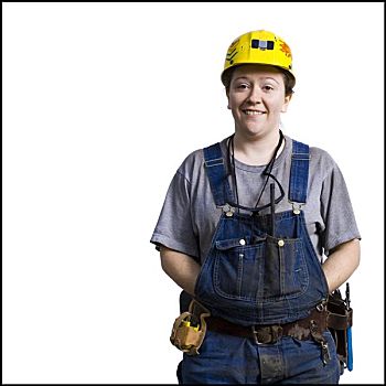 女性,建筑工人,安全帽