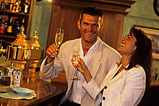 幸福伴侣,香槟,玻璃杯,酒吧