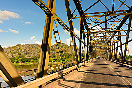 公路桥,河,克伦邦,缅甸