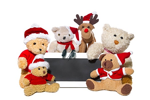 圣诞节,泰迪熊,麋鹿,信息板,白色背景,背景,团队