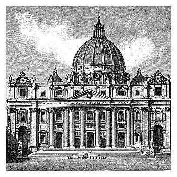 圣彼得大教堂,罗马,中心,正面,插画,百科全书