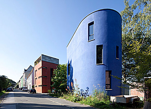 红色,蓝色,房子,建筑师,多特蒙德,鲁尔区,北莱茵-威斯特伐利亚,德国,欧洲