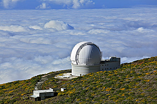 山,短柄槌球,风景,上面,上方,云,望远镜,观测,欧洲,北方,火山,岛屿,帕尔玛,罐
