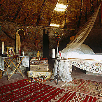 女性,床,下方,云,蚊子,网,非洲,地毯,个人饰品