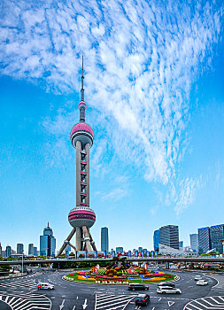上海市浦東新區的黃浦江畔陸家嘴東方明珠
