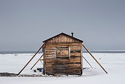 挪威,斯瓦尔巴特群岛,木质,小屋,风暴,夏天,暴风雪,峡湾