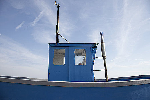 英格兰,肯特郡,蓝色,木船,海滩