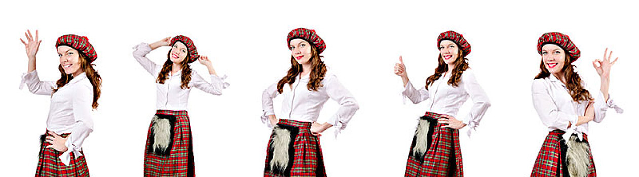 美女,传统,苏格兰人,衣服