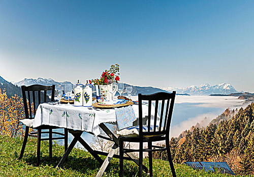 桌子,田园风格,阿尔卑斯草甸,阿尔卑斯山