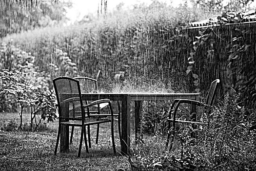 花园,家具,暴风雨