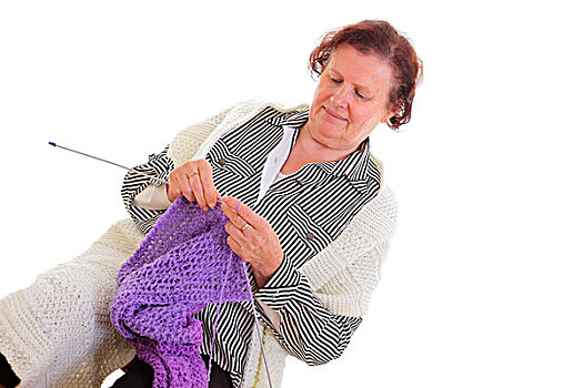 老年,女人,编织品,围巾