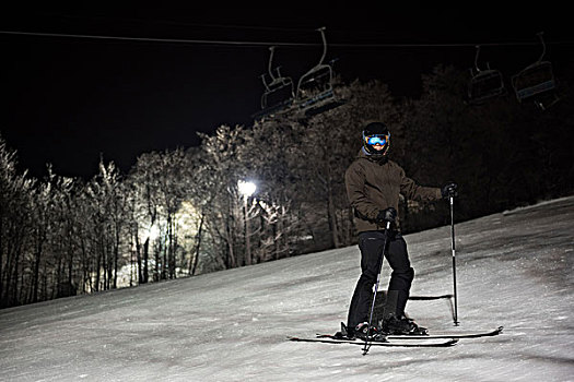 滑雪,雪,阿尔卑斯山,夜晚