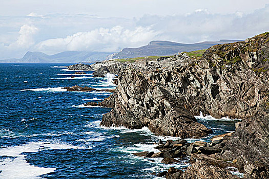 岩石,海岸线,阿基尔岛,梅奥县,爱尔兰