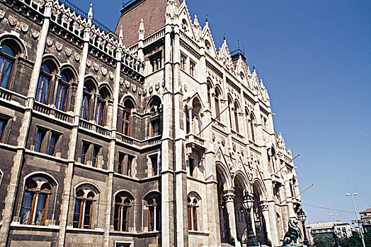 仰视,政府建筑,国会大厦,布达佩斯,匈牙利