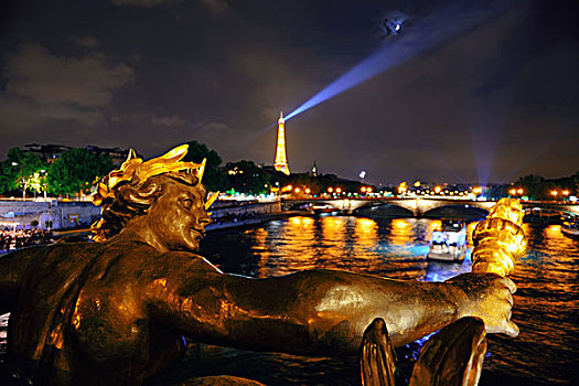 巴黎,法国,五月,埃菲尔铁塔,亚历山大三世,桥,夜晚,人口,2米,首都,城市