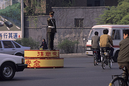 中国,北京,街景,警察,交通
