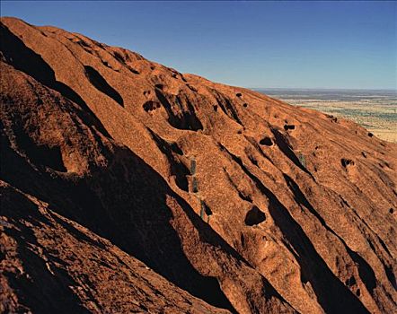 乌卢鲁巨石,艾尔斯巨石,特写,砂岩,北领地州,澳大利亚