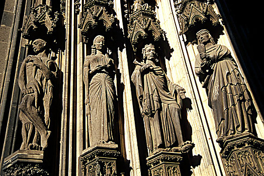 科隆,大教堂,入口,门口,哥特式,风格,雕塑,北莱茵威斯特伐利亚,德国,欧洲
