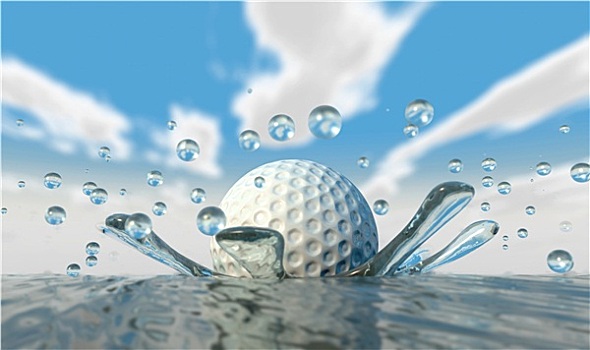 高尔夫球,水,溅