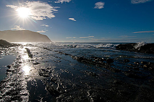 海边风景,早晨,亮光,东开普省,南非,非洲