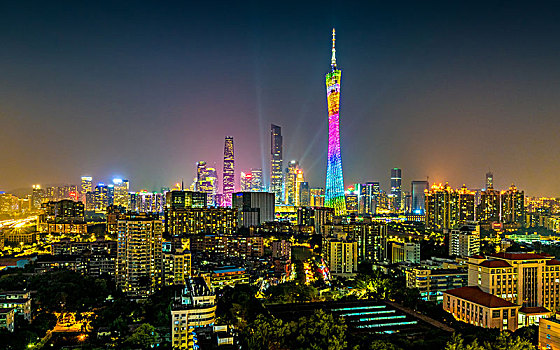 廣州城市夜景,廣州塔,東塔,西塔,珠江新城