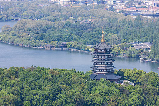 俯瞰春天的雷峰塔