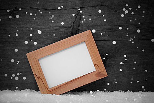 灰色,圣诞贺卡,画框,留白,雪花