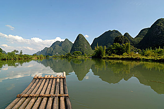 竹子,筏子,玉龙,河,喀斯特地貌,风景,靠近,阳朔,桂林,广西,亚洲