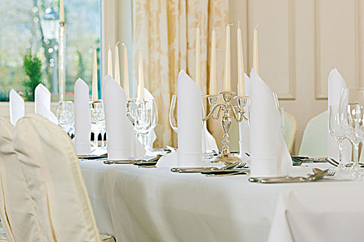 婚礼,装饰,桌子,银器,玻璃