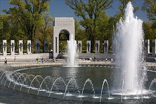 喷泉,战争纪念碑,国家二战纪念碑,华盛顿特区,美国