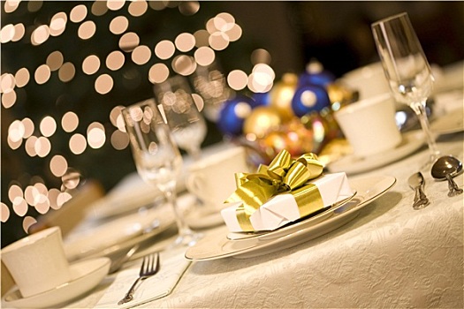 金色,礼物,餐桌,圣诞树,背景