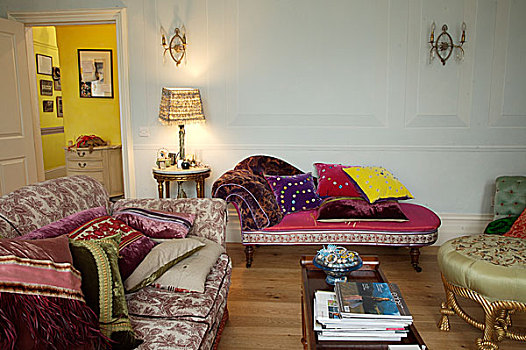 起居室,彩色,波希米亚风格,家具,茶几,杂志