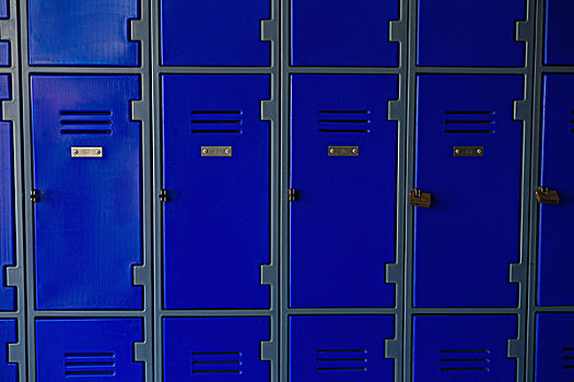 特写,蓝色,储物柜,学校