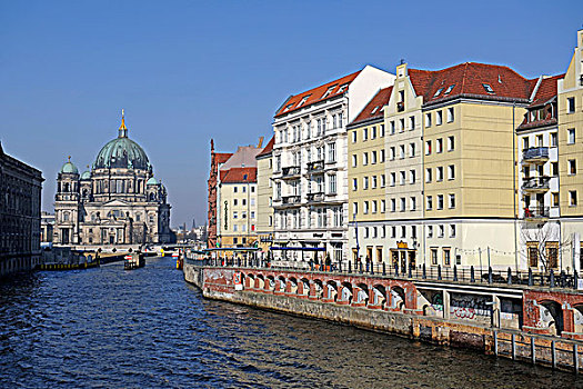 区域,施普雷河,后面,柏林大教堂,柏林,德国,欧洲