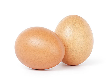 两个,褐色,鸡肉,蛋,隔绝,白色背景,背景