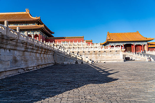 北京故宫太和殿日落风景