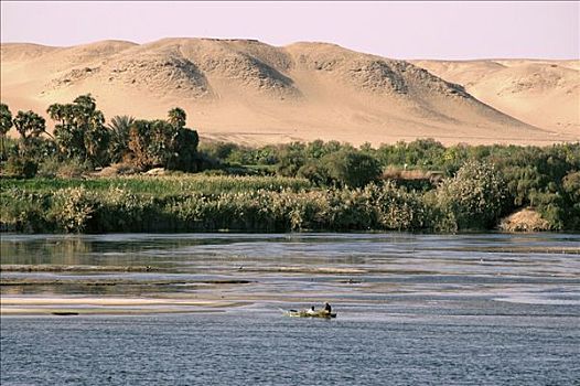 尼罗河,埃及,渔船,非洲