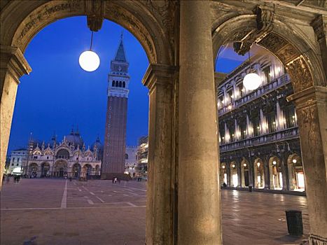 圣马可广场,夜晚,威尼斯,意大利