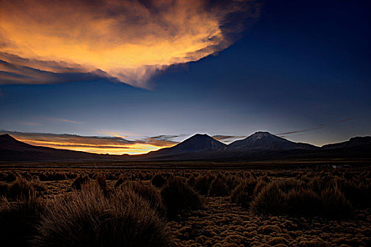 安迪斯山脉,黄昏,国家公园,玻利维亚,南美