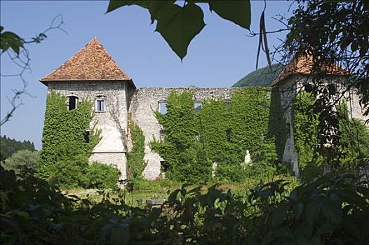 遗址,城堡,卡尔卡,山谷,斯洛文尼亚