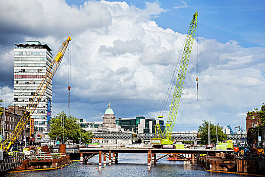 新桥,上方,利菲河,都柏林,城市,爱尔兰