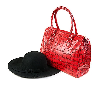 红色,时尚,女性,手包,黑色,帽子