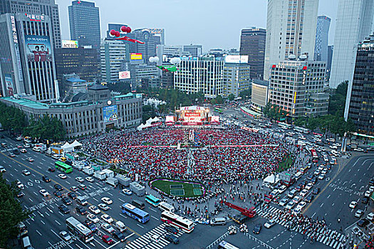 2006年,世界杯,欢呼,首尔,广场