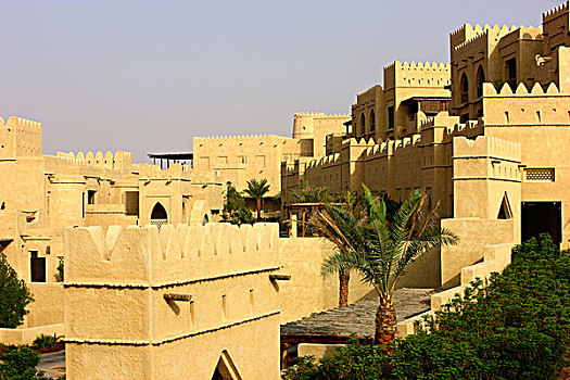 奢华,沙漠,酒店,风格,要塞,靠近,绿洲,阿布扎比,阿联酋,中东