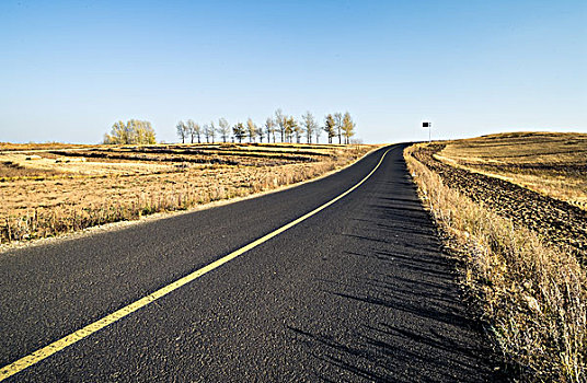 中国的66号公路,草原天路,汽车广告背景图