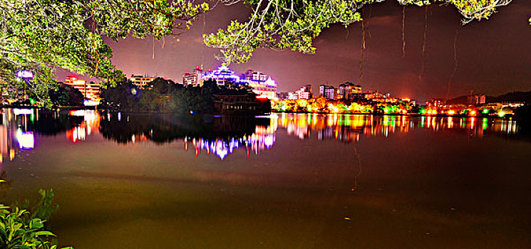 惠州,夜景,湖,倒影,夜色