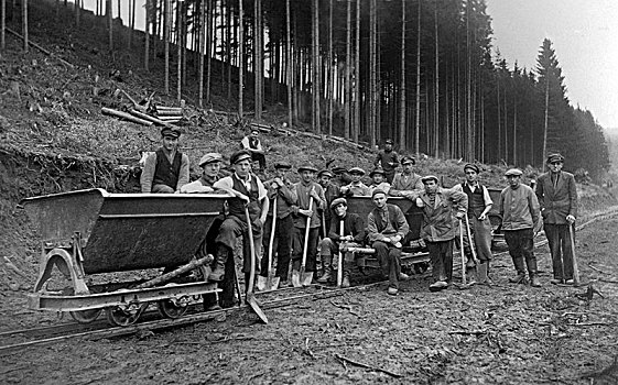 群体,工人,树林,20世纪20年代,精准,位置,未知,德国,欧洲