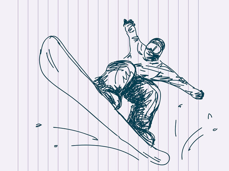 双板滑雪板简笔画图片